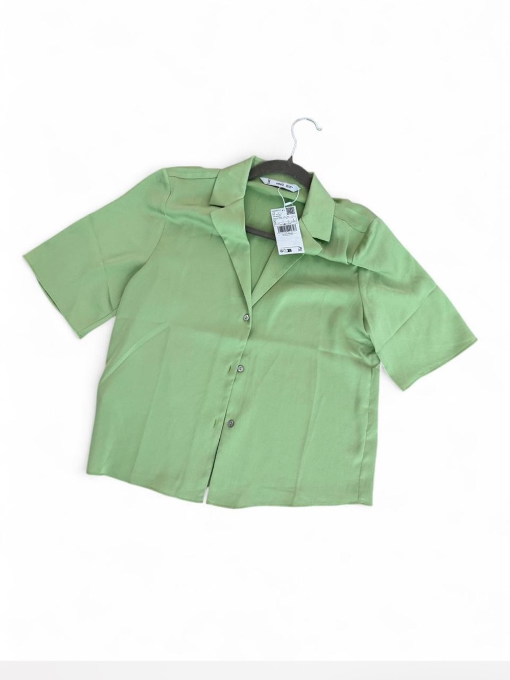 Mango Light Green Short-Sleeve Button Shirt